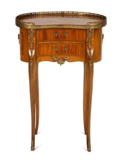 Italian Louis XV/XVI Transitional Style Gilt Metal Mounted Fruitwood Side Table