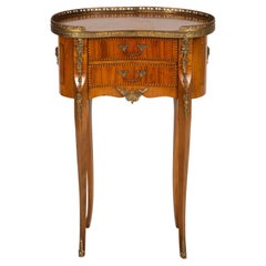 Italian Louis XV/XVI Transitional Style Gilt Metal Mounted Fruitwood Side Table