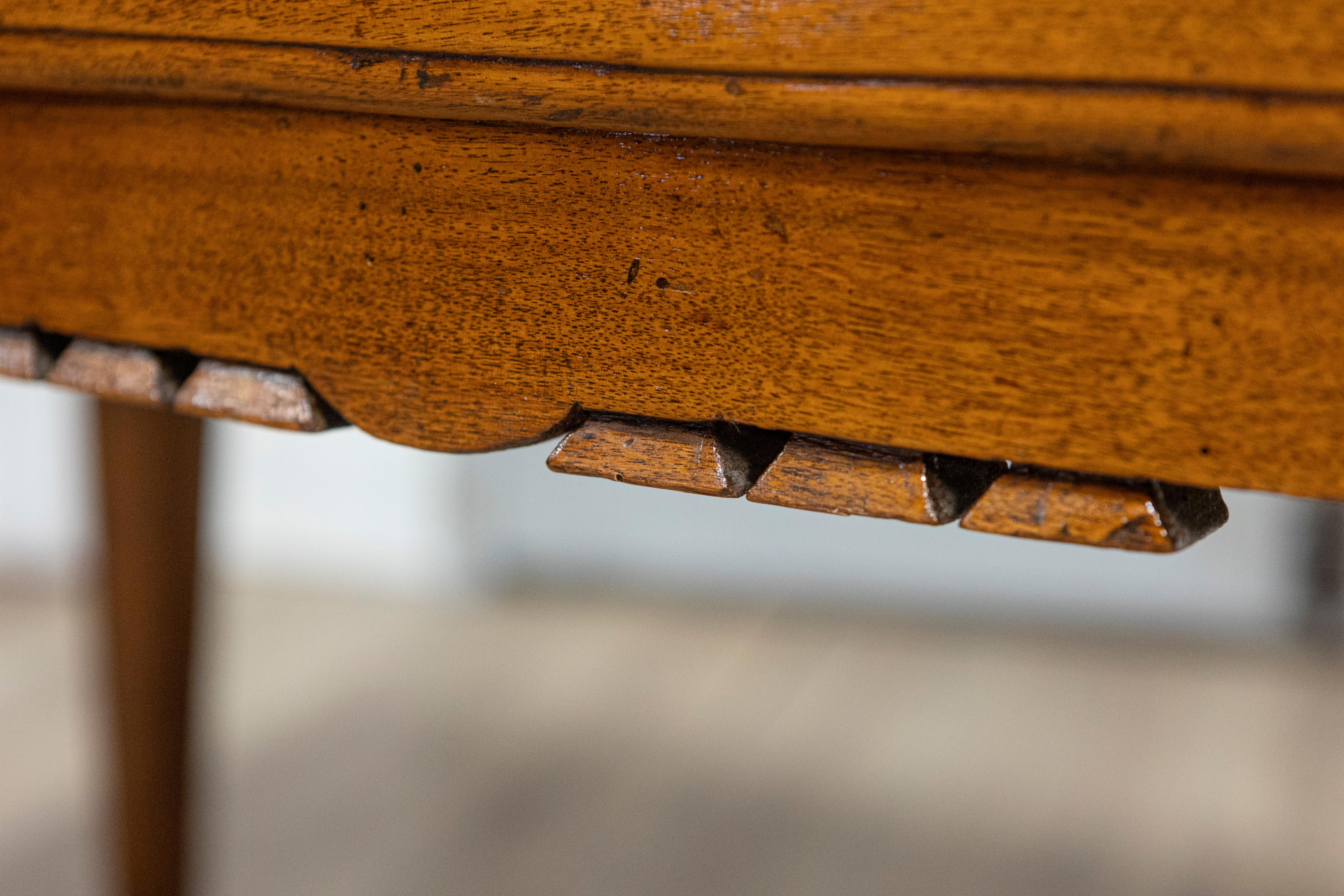 Italian Louis XVI 18th Century Walnut Console Table with Carved Fluted Legs For Sale 6