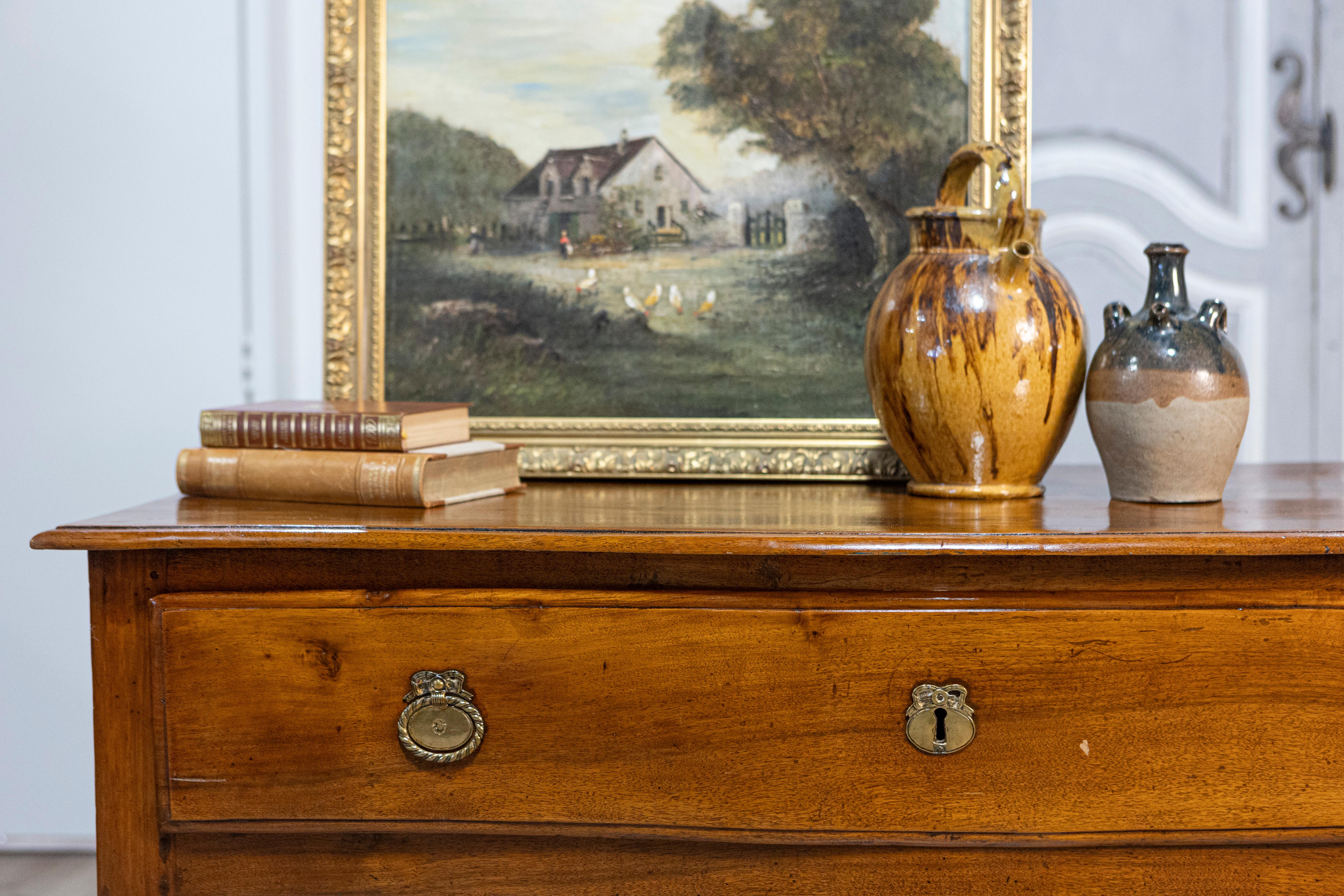 Italian Louis XVI 18th Century Walnut Console Table with Carved Fluted Legs For Sale 9