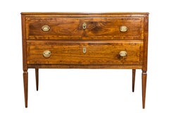 Italienische Louis XVI-Kommode aus Nussbaum mit zwei Schubladen und Intarsien aus dem 19.