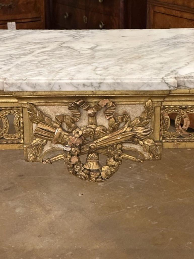 Italian Louis XVI Carved Gilt Console In Good Condition For Sale In Dallas, TX