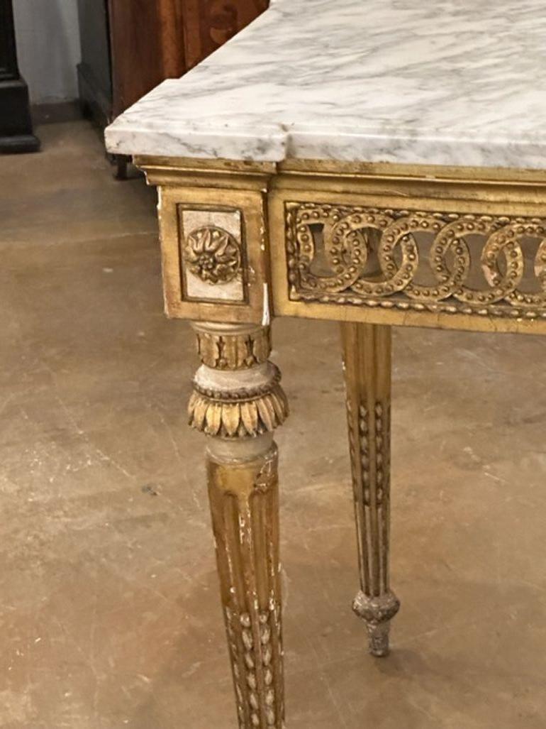 18th Century and Earlier Italian Louis XVI Carved Gilt Console For Sale