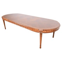 Italian Louis XVI Cherry and Burl Wood Dining Table in the Manner of Karges