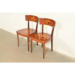 Sillas de comedor o de salón italianas de estilo Luis XVI con marquetería de madera de Kingwood, juego de dos