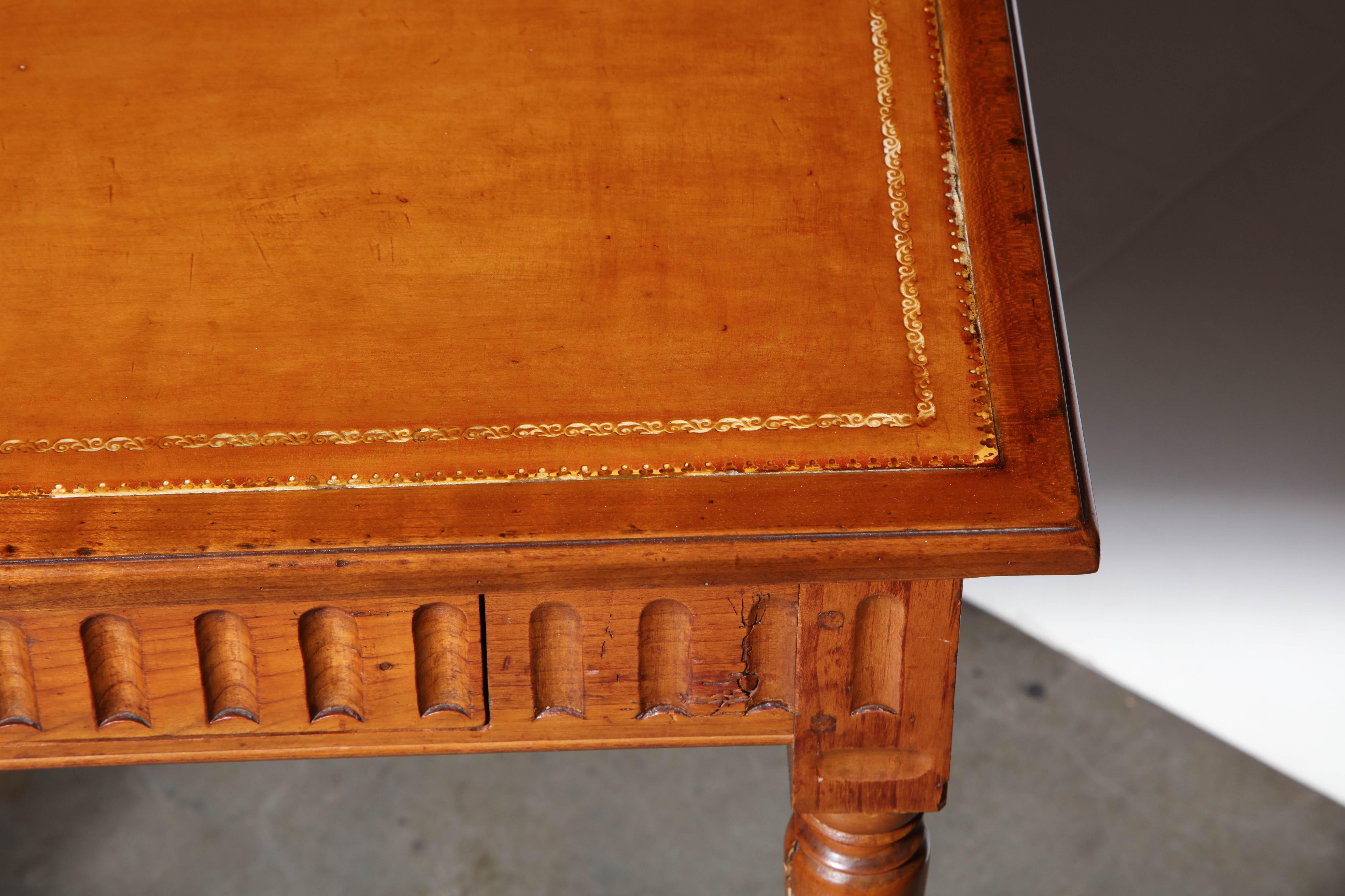 Early 19th Century Italian Louis XVI Leather Top Game Table