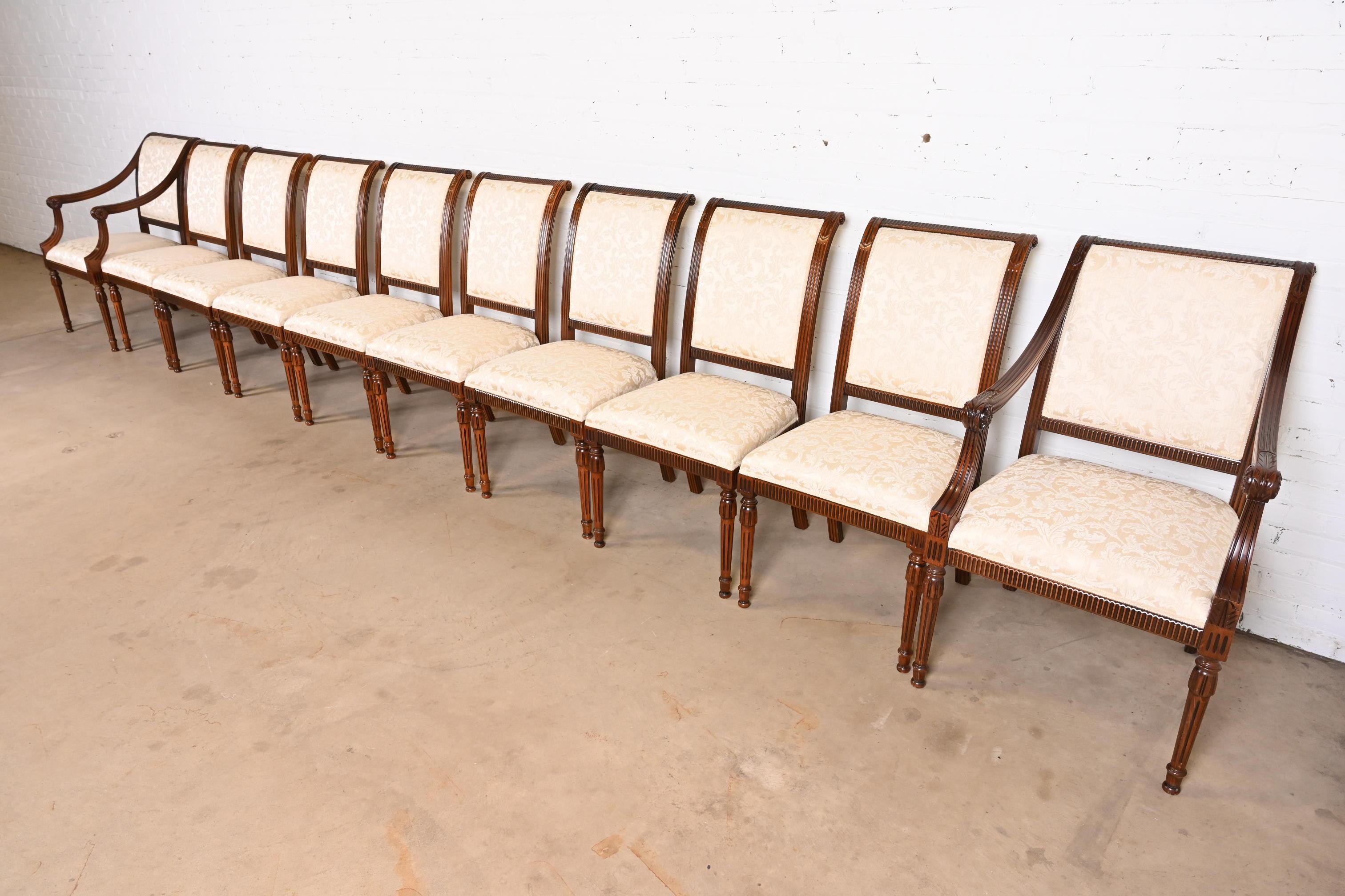 Italian Louis XVI Mahogany Dining Chairs in the Manner of Karges, Set of Ten In Good Condition In South Bend, IN