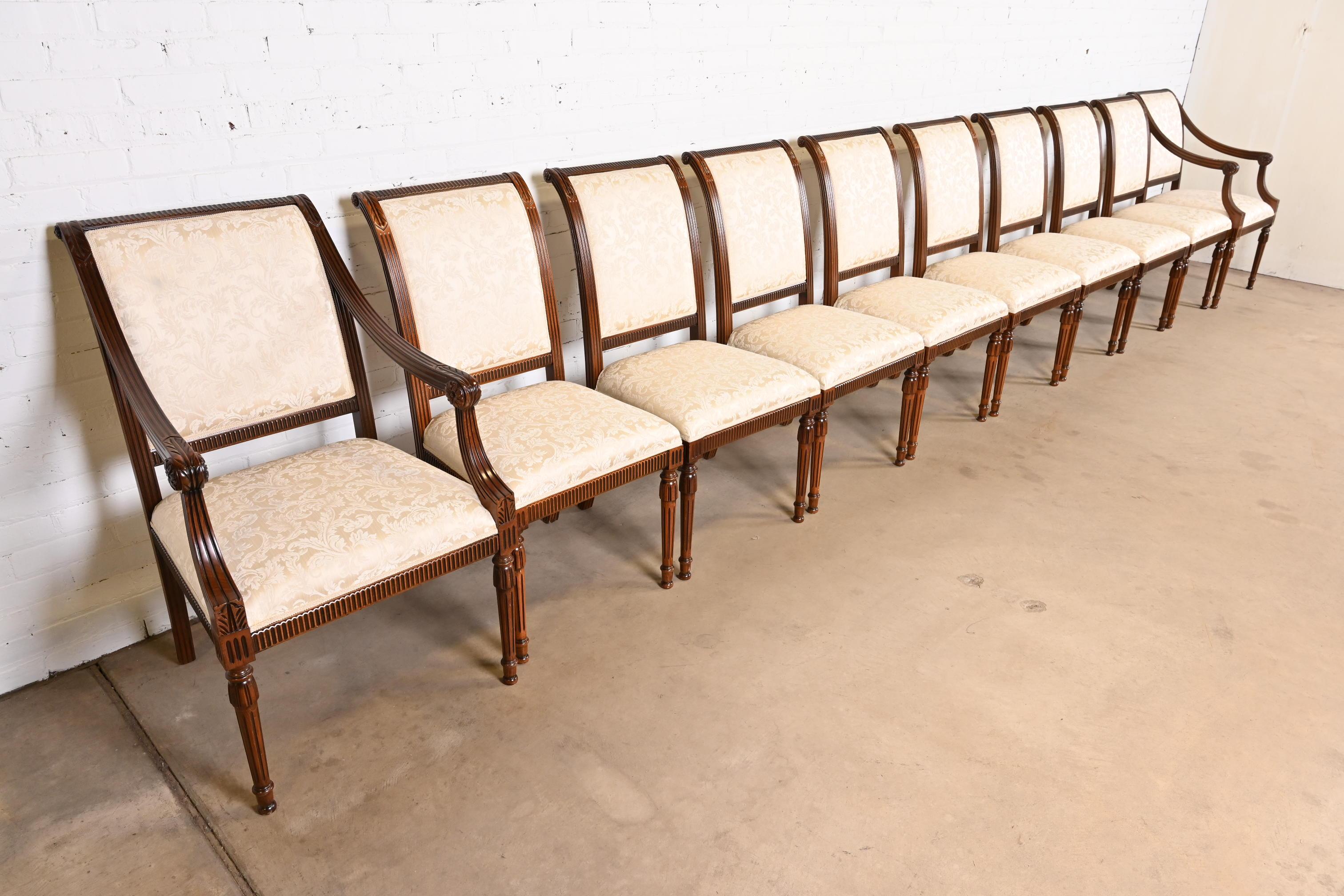 Italian Louis XVI Mahogany Dining Chairs in the Manner of Karges, Set of Ten 1