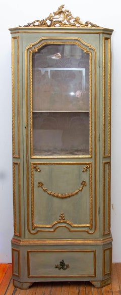 Italian Louis XVI Painted and Parcel-Gilt Curio Cabinet