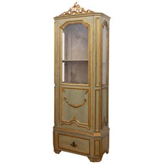 Italian Louis XVI Painted and Parcel-Gilt Curio Cabinet