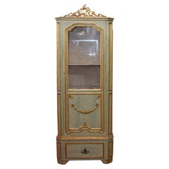 Italian Louis XVI Painted and Parcel-Gilt Curio Cabinet