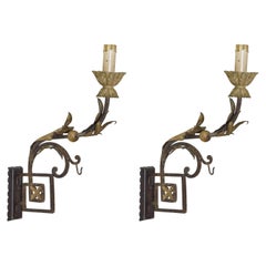 Italian Louis XVI Period Pair of Iron Sconces, circa 1790