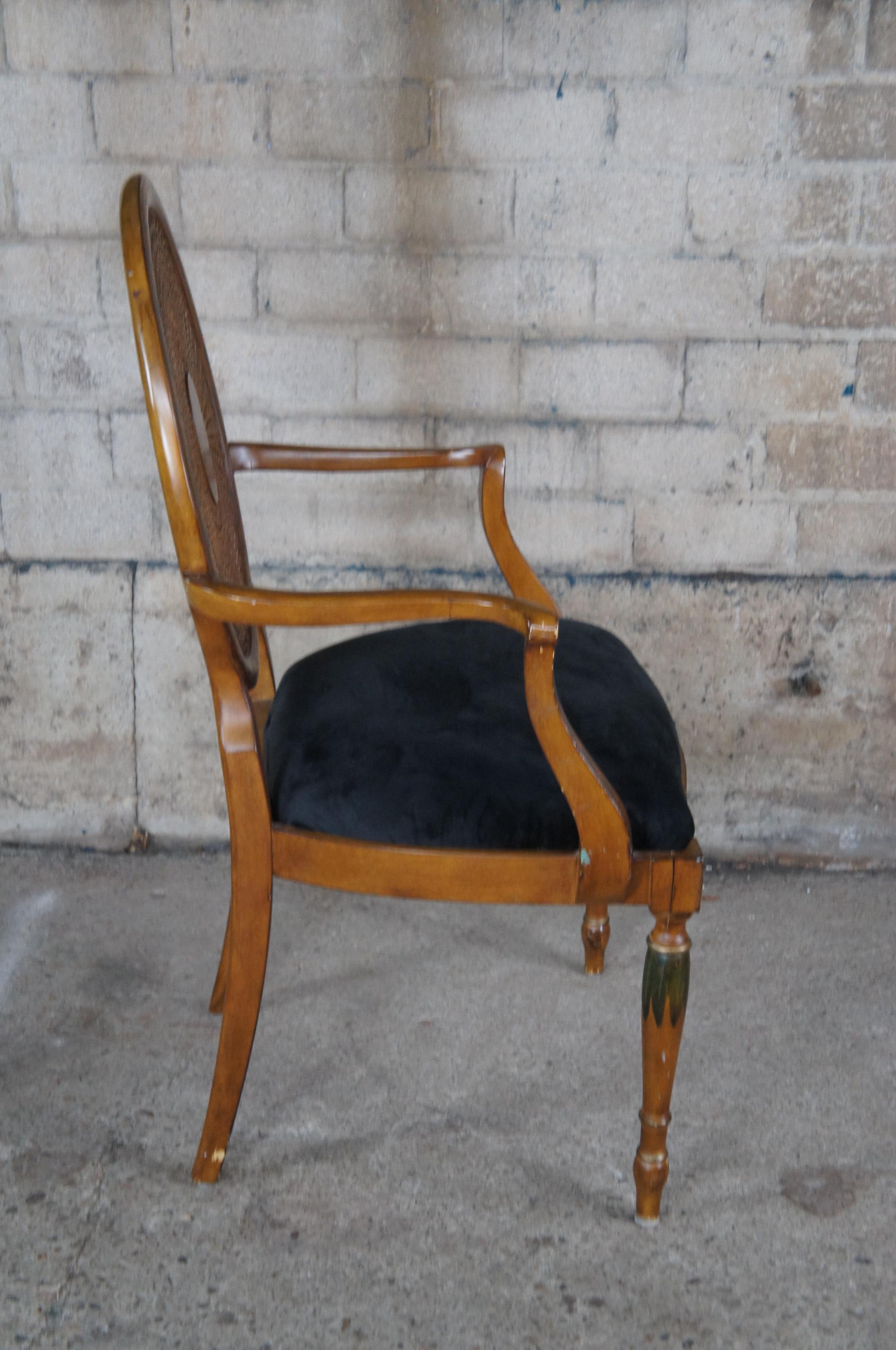 Italian Louis XVI Pulaski Furniture Wheelback Hand Painted Caned Arm Chair For Sale 3