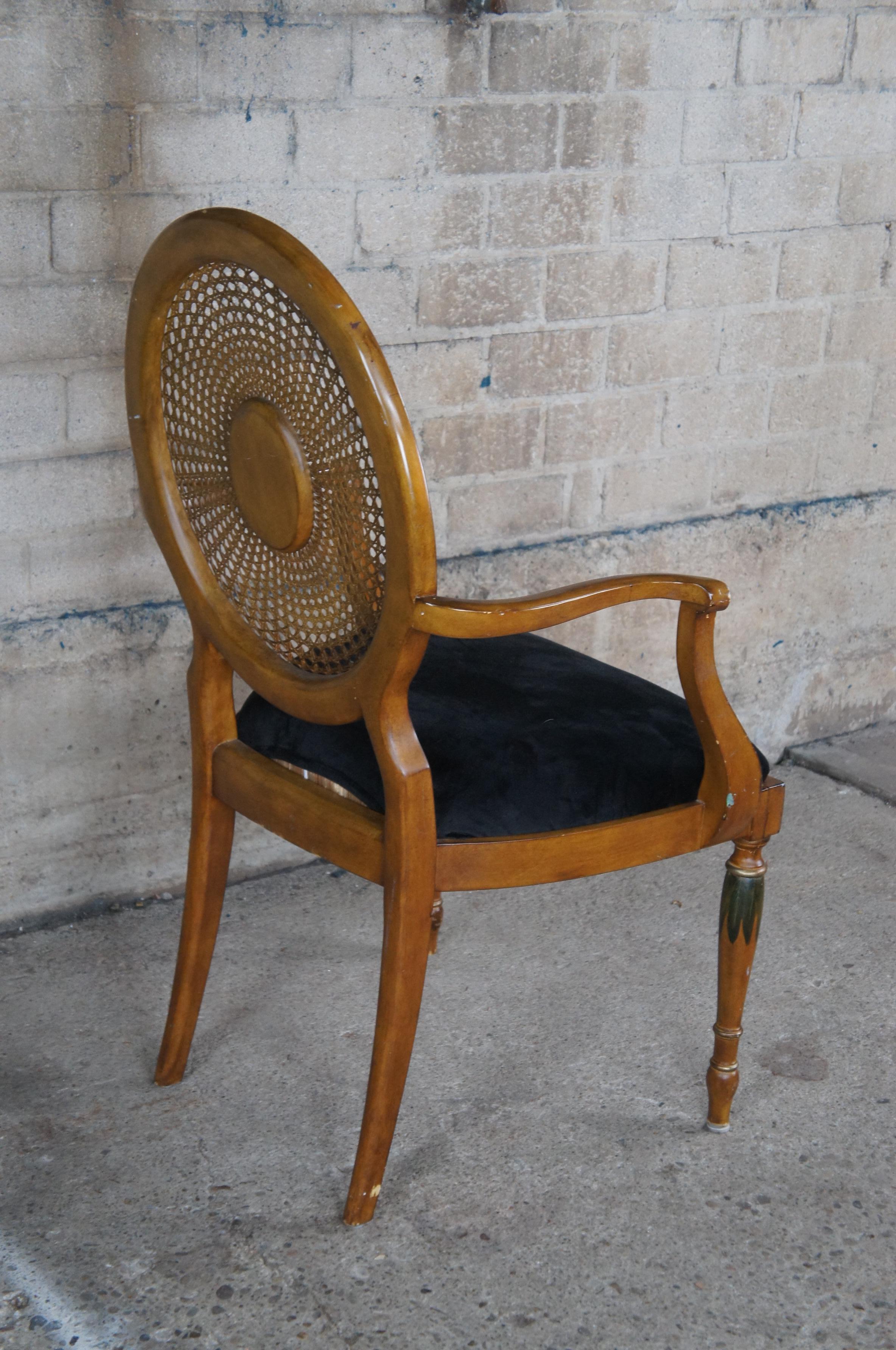 Italian Louis XVI Pulaski Furniture Wheelback Hand Painted Caned Arm Chair For Sale 4