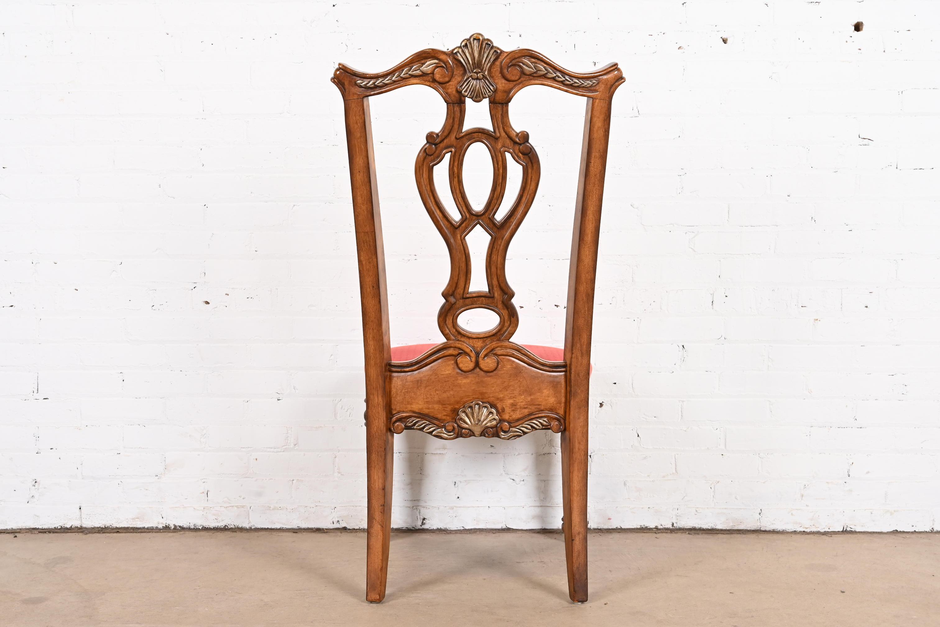 Italian Louis XVI Style Carved Mahogany Dining Chairs in the Manner of Karges For Sale 5