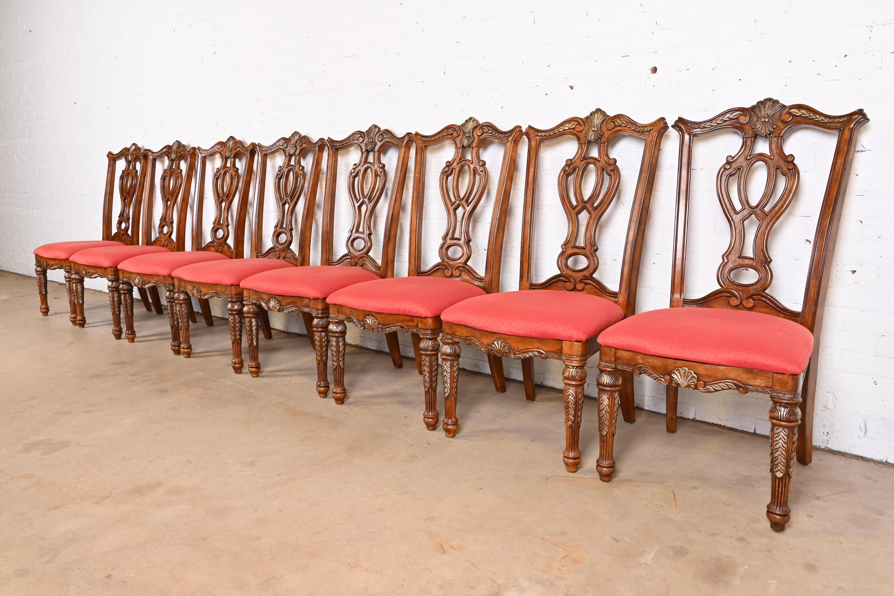American Italian Louis XVI Style Carved Mahogany Dining Chairs in the Manner of Karges For Sale