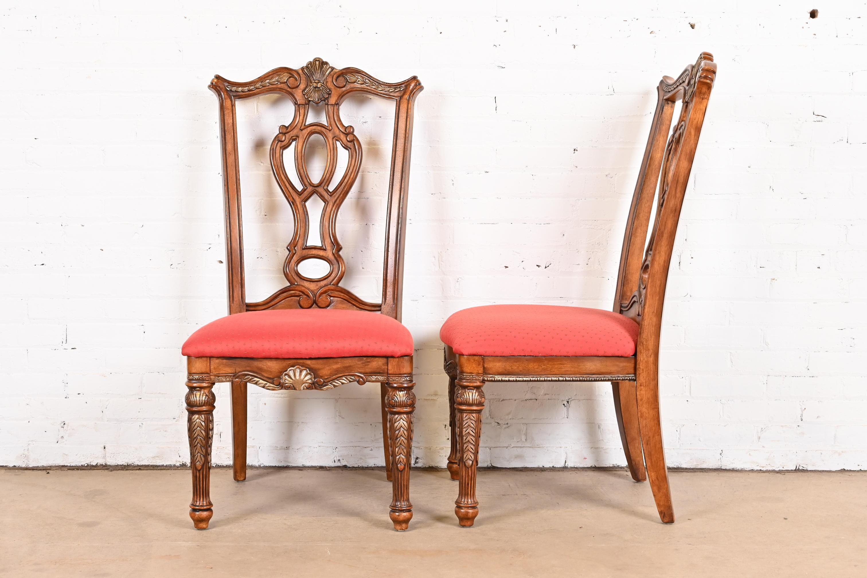 Italian Louis XVI Style Carved Mahogany Dining Chairs in the Manner of Karges For Sale 1