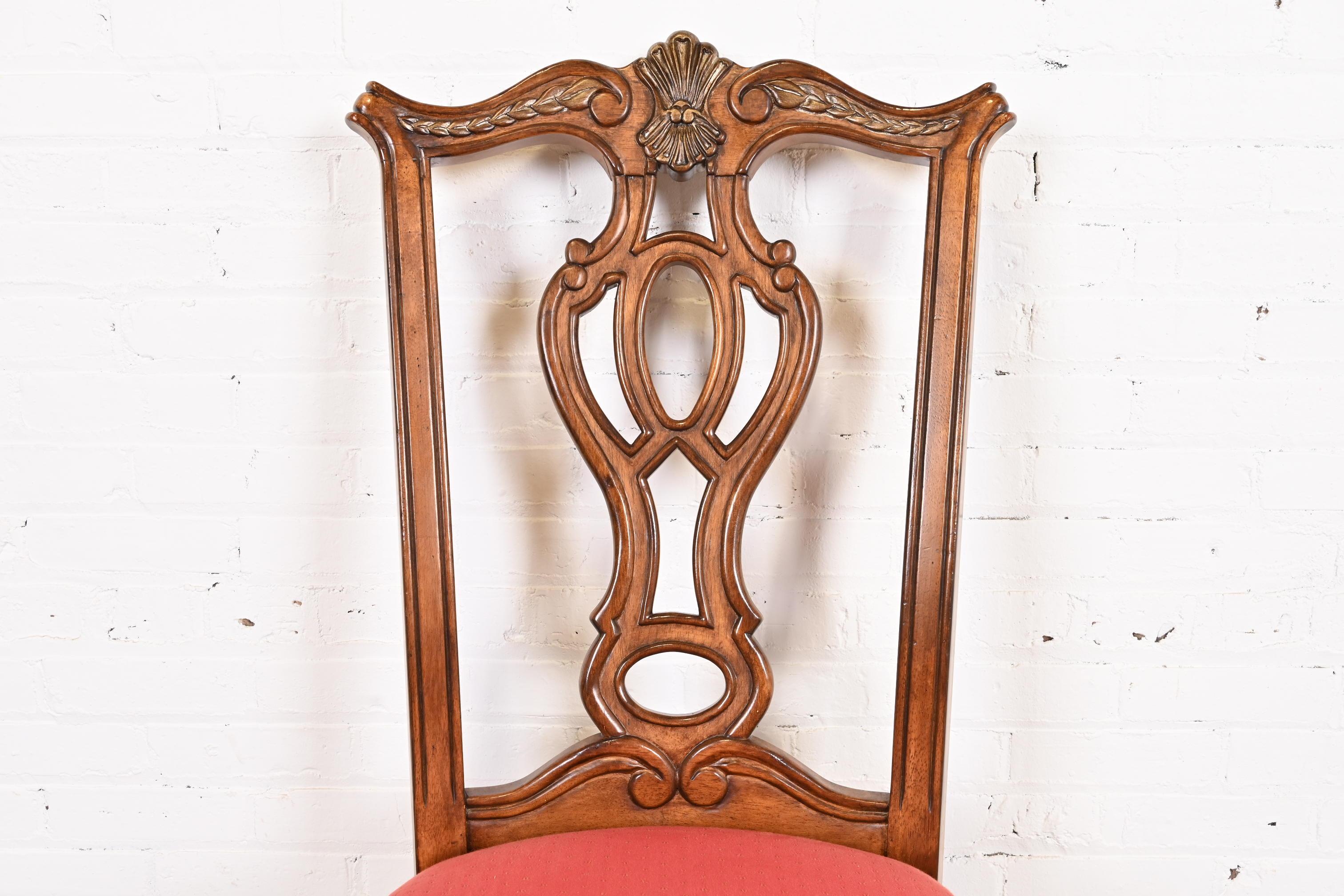 Italian Louis XVI Style Carved Mahogany Dining Chairs in the Manner of Karges For Sale 2