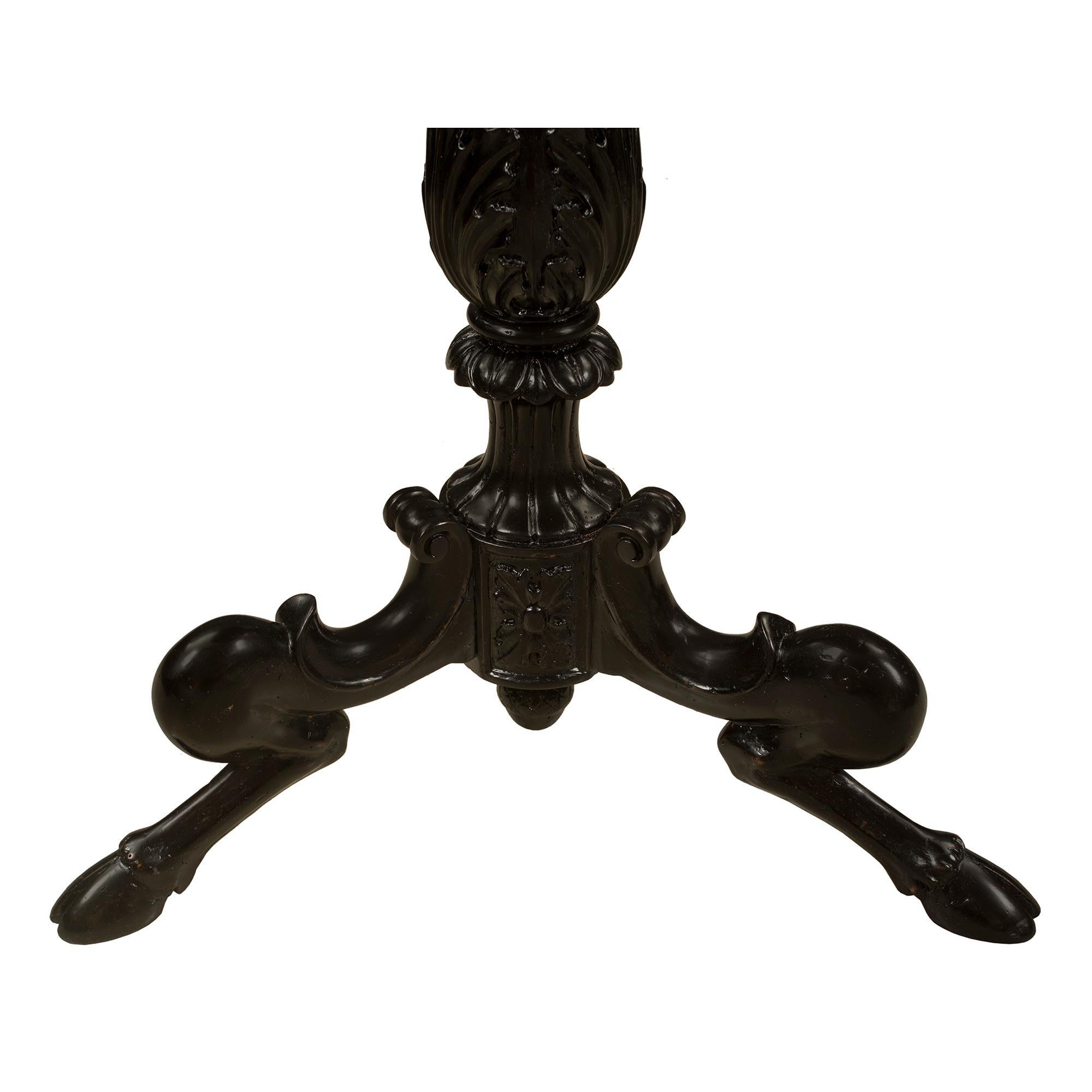 Italian Louis XVI Style Ebony, Bone and Pietra Dura Marble Side Table For Sale 6