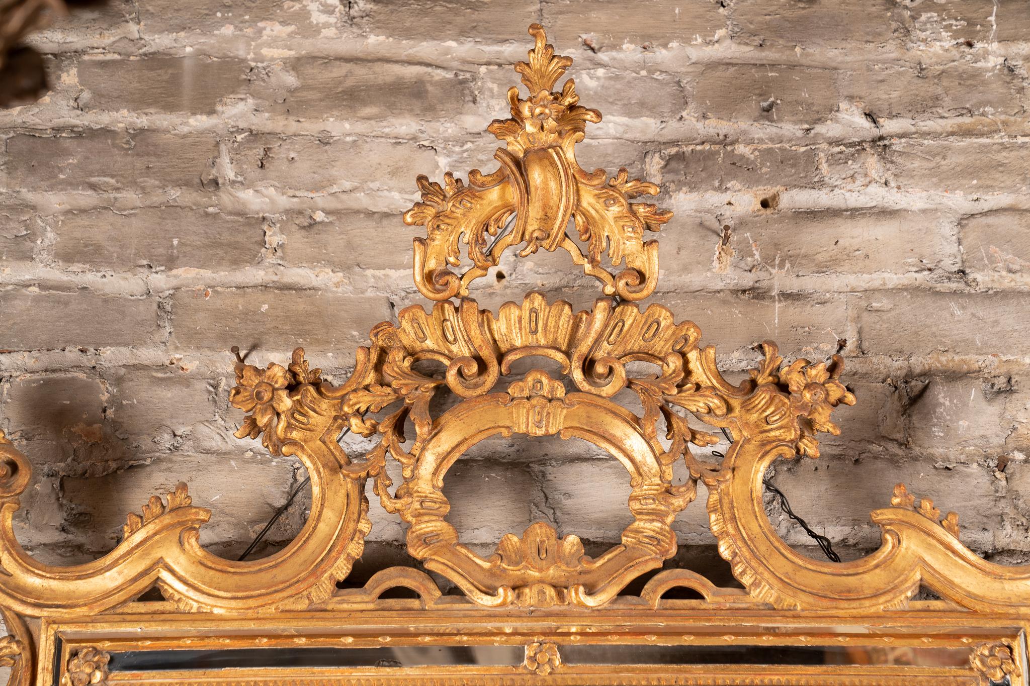 Miroir italien de style Louis XVI avec panneaux latéraux, milieu du siècle dernier en vente 1