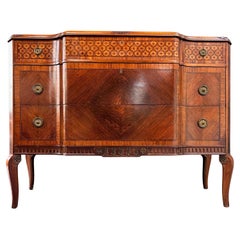 Antique Italian Louis XVI Style Intricate Marquetry Commode Imported by Slack & Rassnick