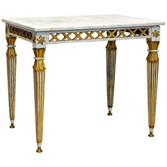 Louis XVI Style Paint and Parcel-Gilt Carved Marble-Top Side Table, 18th Century