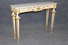 Italian Louis XVI Style Parcel Gilt Marble Top Console Table