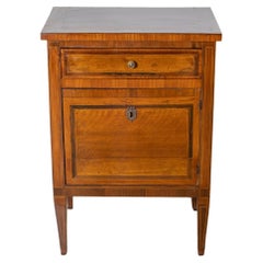 Italian Louis XVI Walnut Bedside Table with Veneered Inlay, Late 18th Century