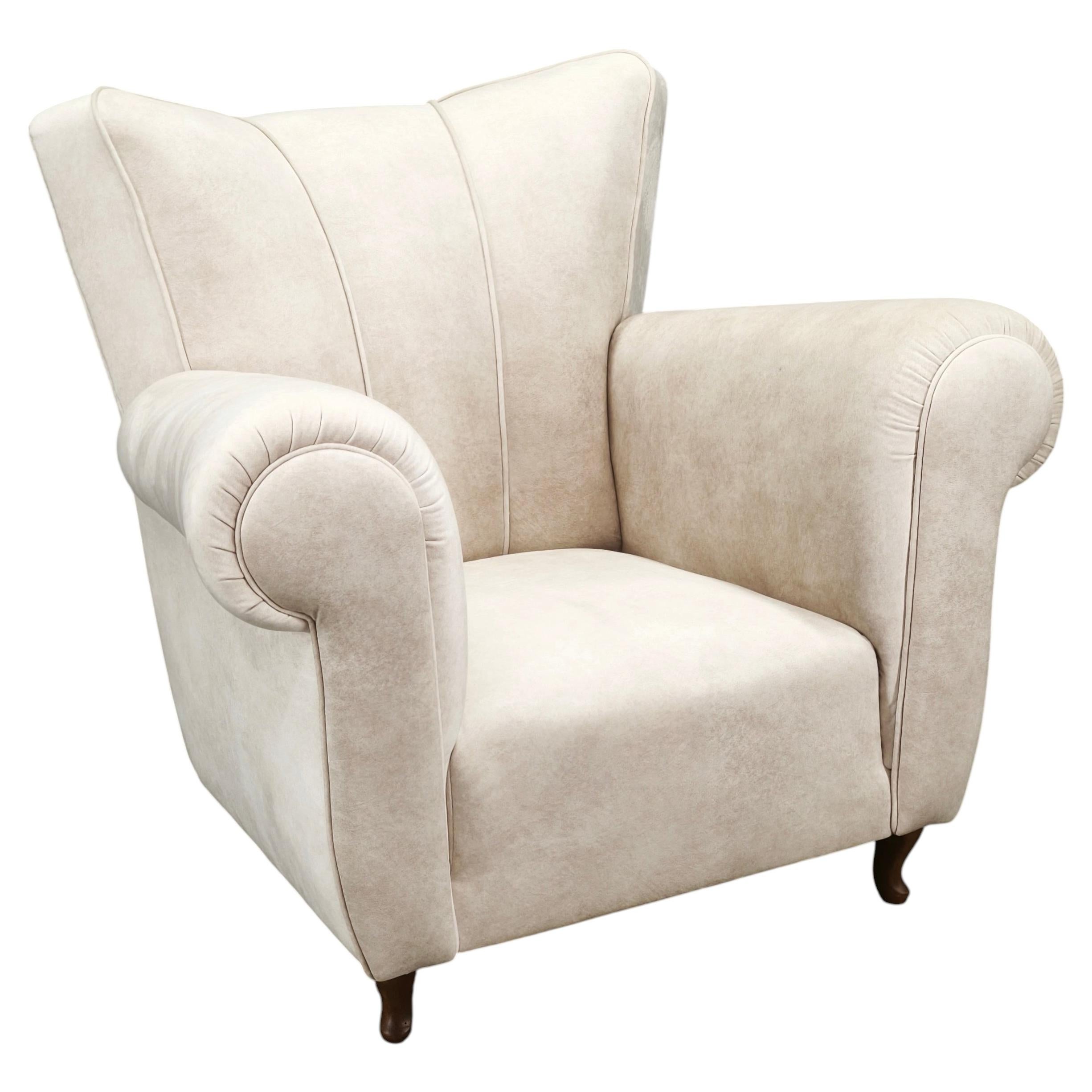 Italienischer Lounge-Sessel aus Beeche, neu gepolstert, 1950er Jahre