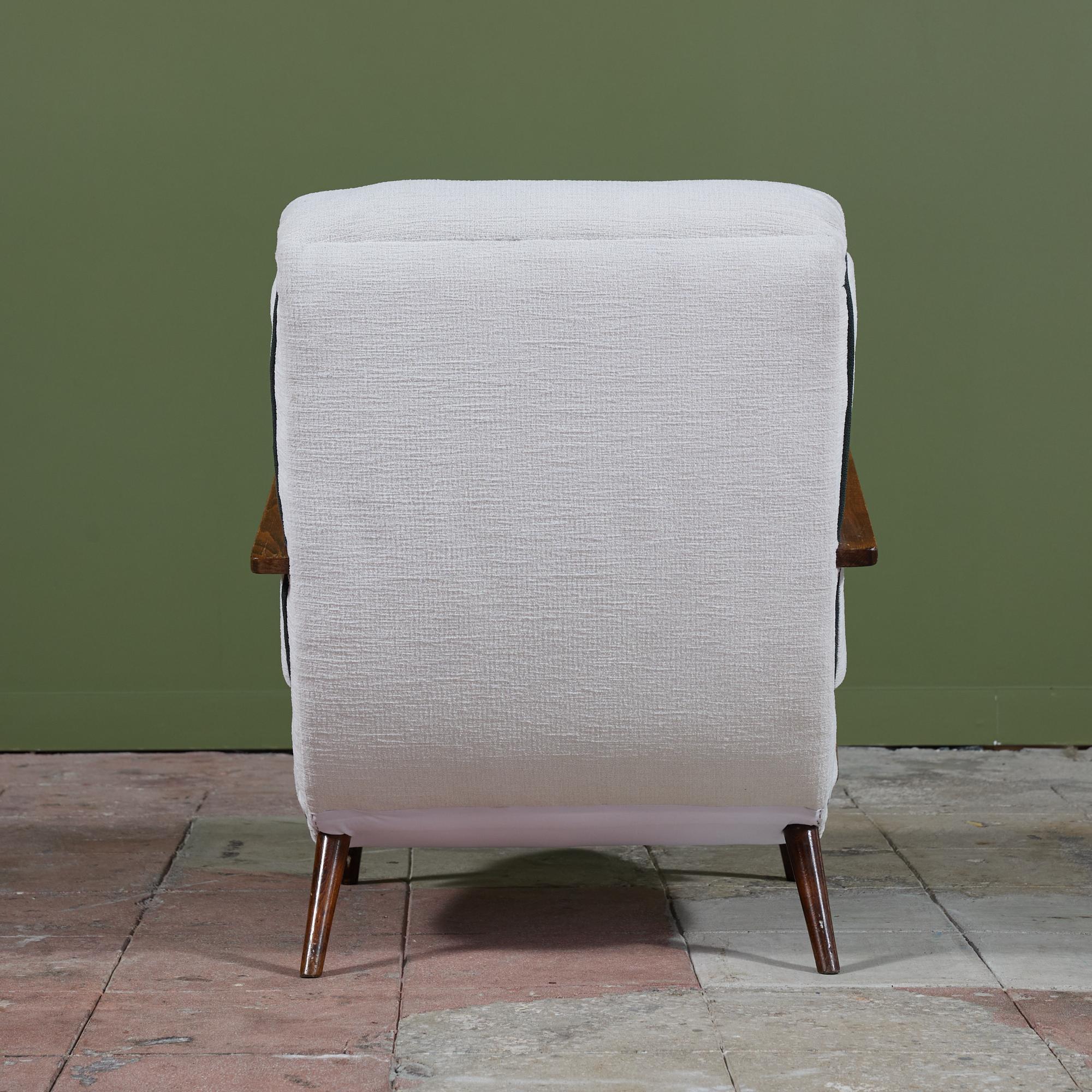 Linen Italian Lounge Chair Attributed to Paolo Buffa