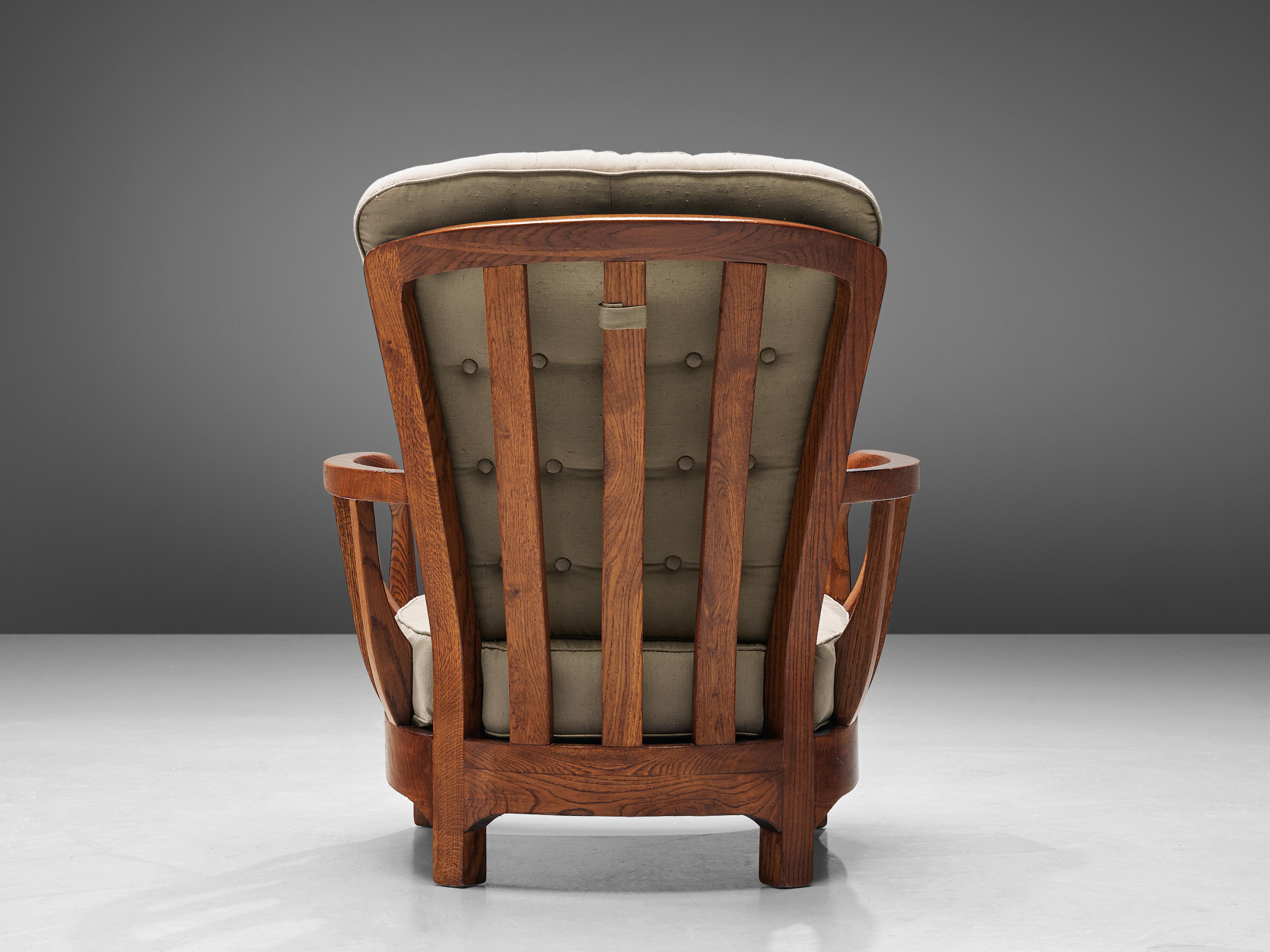 Italian Lounge Chair in Oak and Fabric Upholstery 4