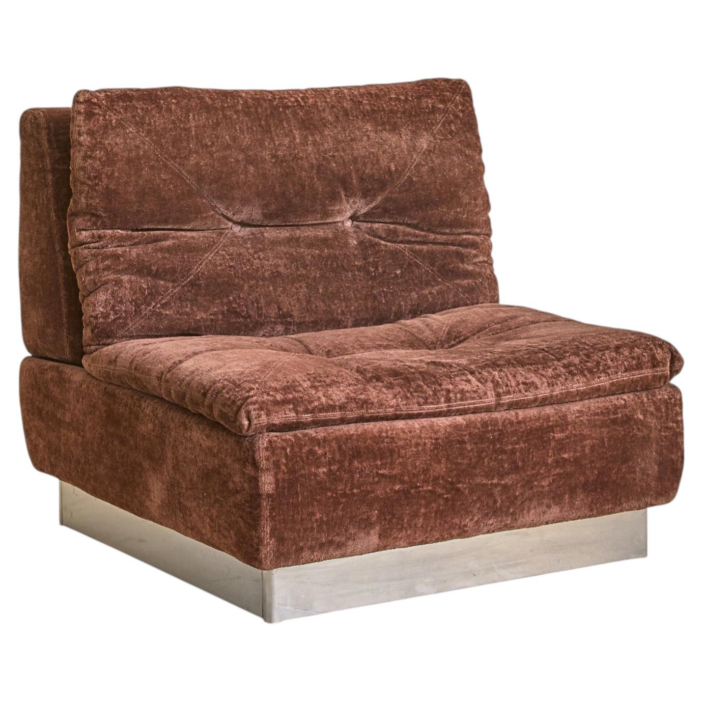 Italian Lounge Chair in Original Chestnut Upholstery, 1970s - 5 Available