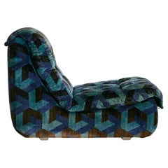 Italian Lounge Chair in Original Geometric Upholstery, 1970s - 3 Available