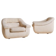 Italian Lounge Chair in Original Ivory Upholstery, 1970s - 2 Available