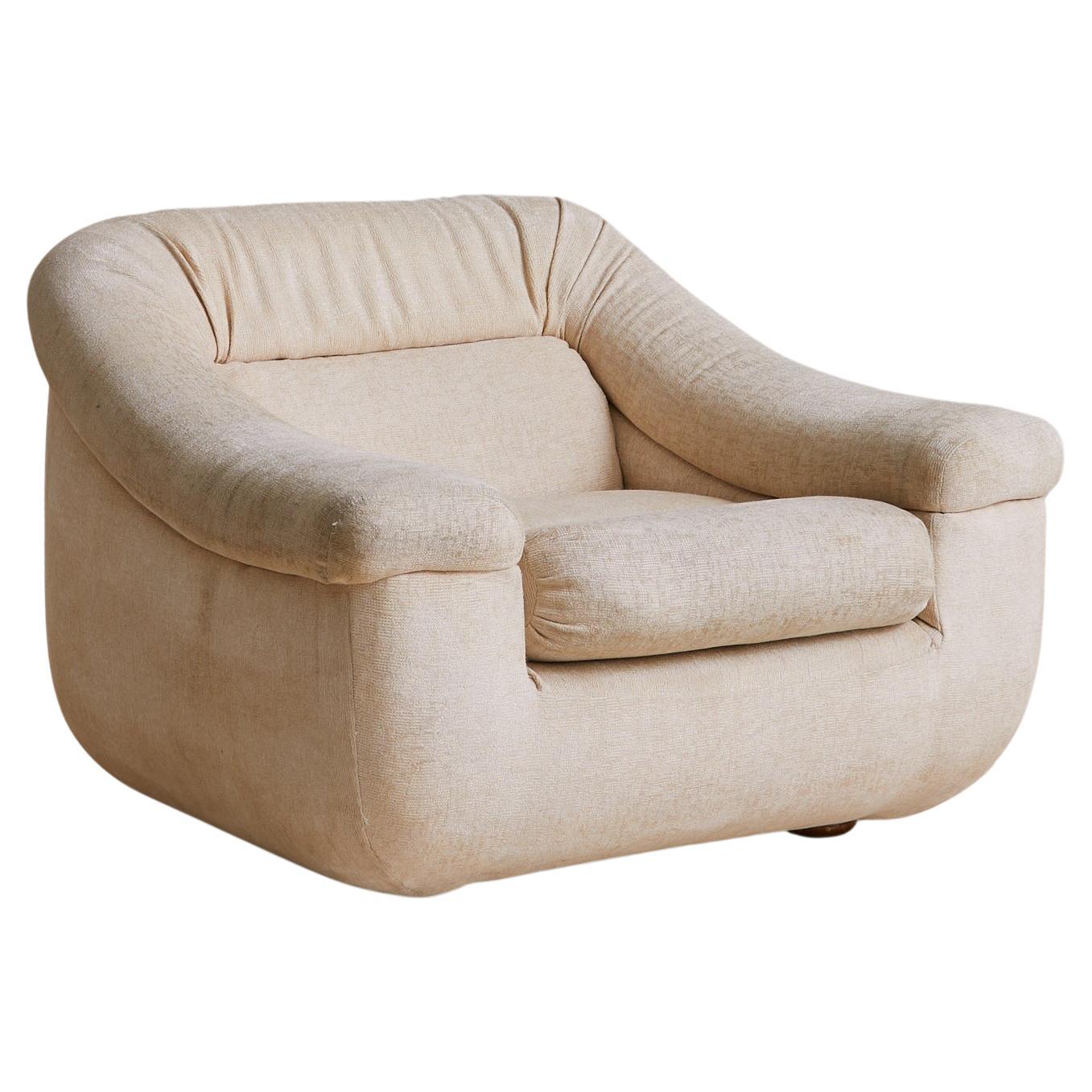 Italian Lounge Chair in Original Ivory Upholstery, 1970s - 2 Available