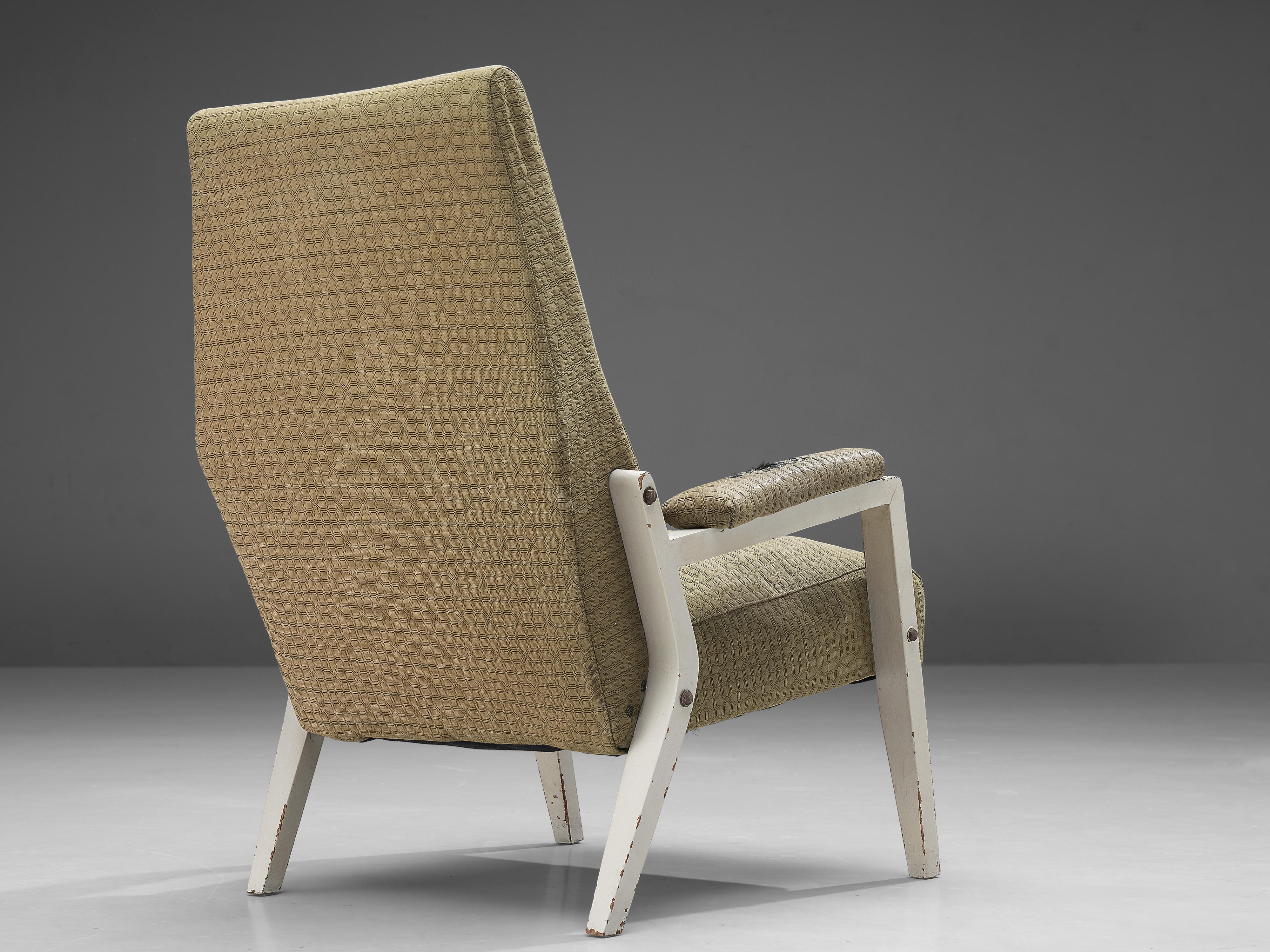 Mid-20th Century Italian Lounge Chair in Patterned Green Upholstery