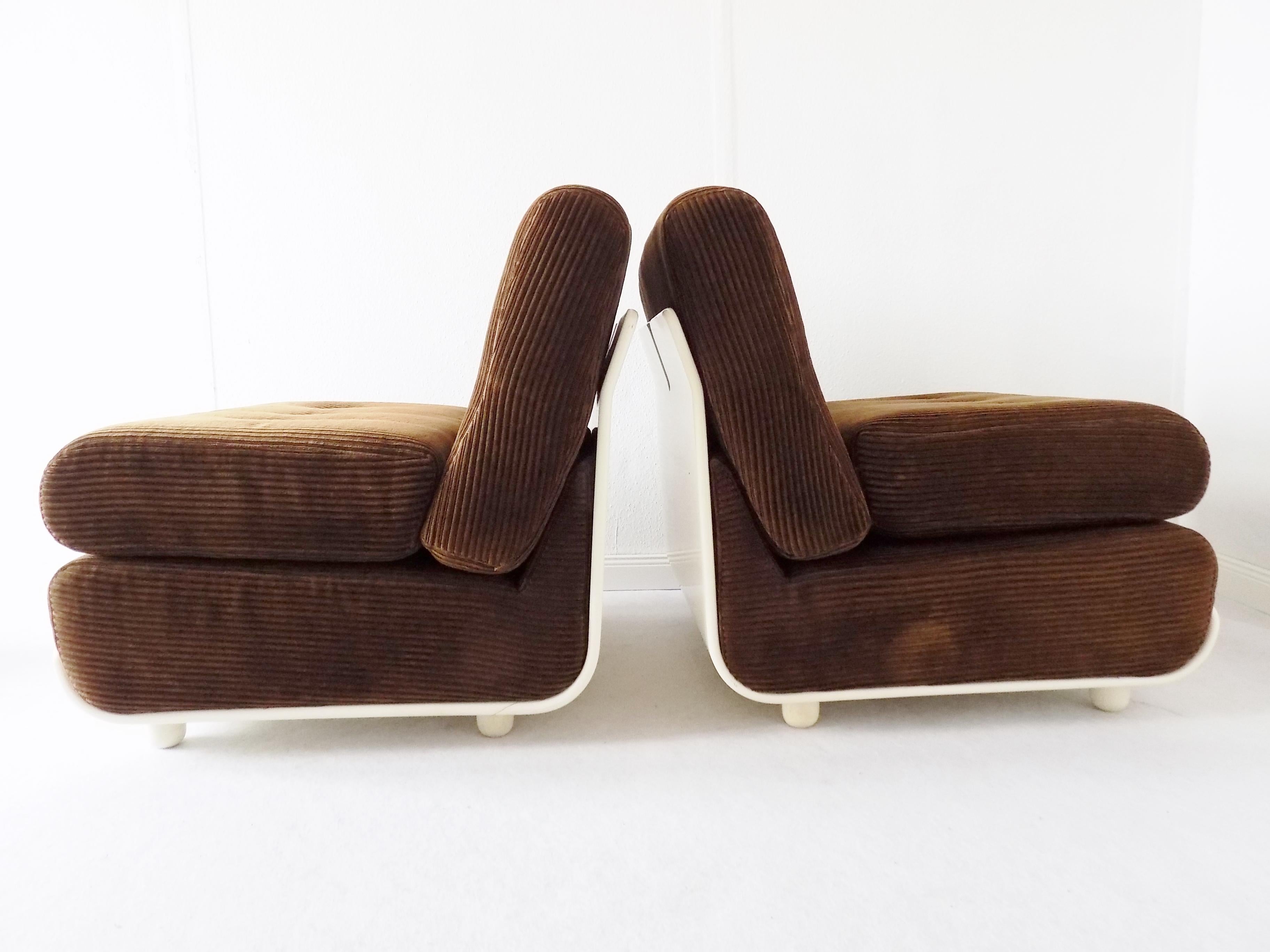 Cord Italian Lounge Chair Set in the Style of Mario Bellini C&B Italia, Midcentury For Sale