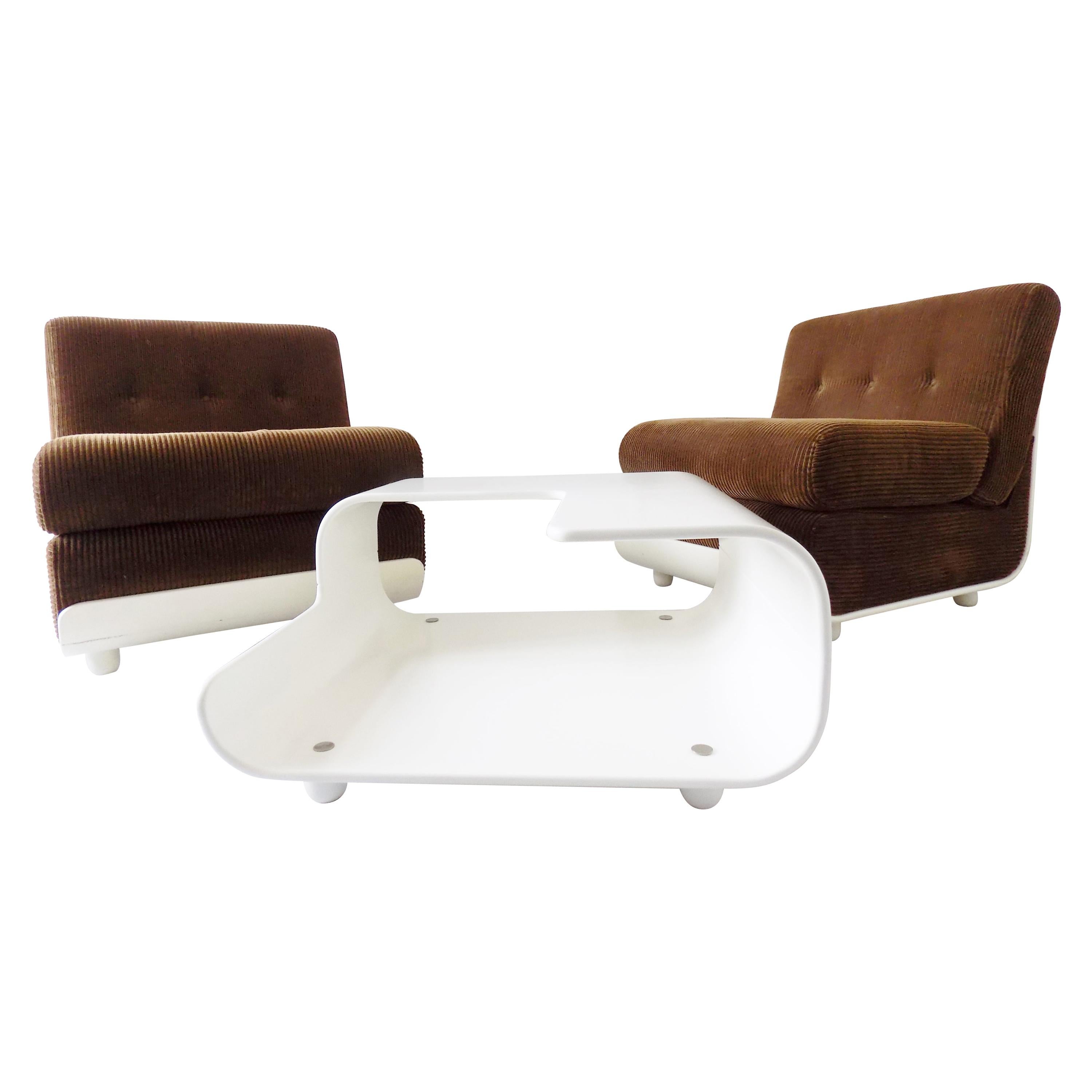 Italian Lounge Chair Set in the Style of Mario Bellini C&B Italia, Midcentury For Sale