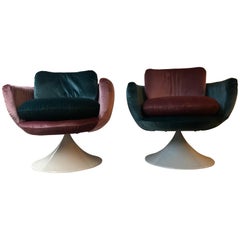 Italian velvet Lounge Chairs, 1960s