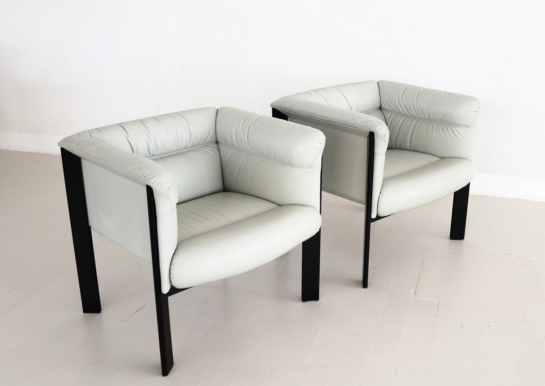 Italian Lounge Chairs in Leather by Marco Zanuso for Poltrona Frau, 1980s 2