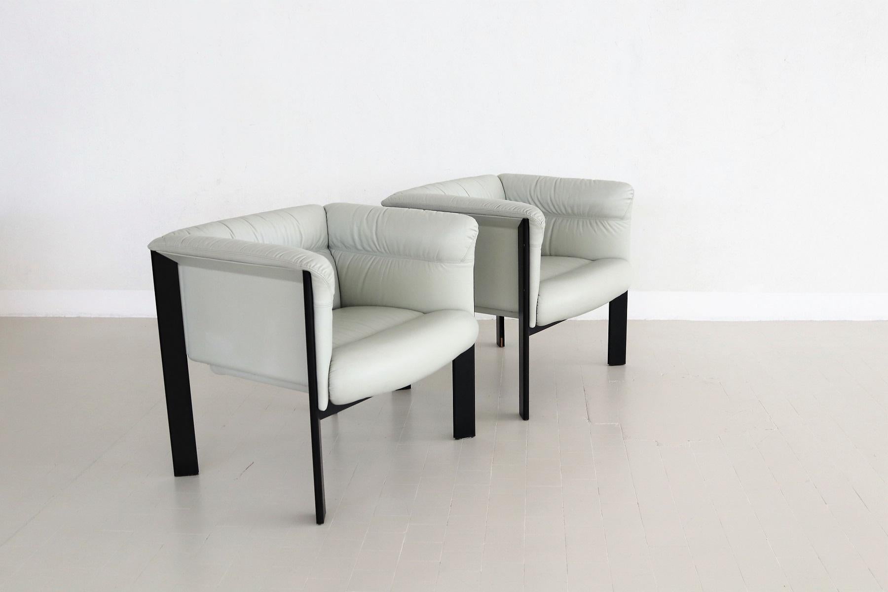 Italian Lounge Chairs in Leather by Marco Zanuso for Poltrona Frau, 1980s 3