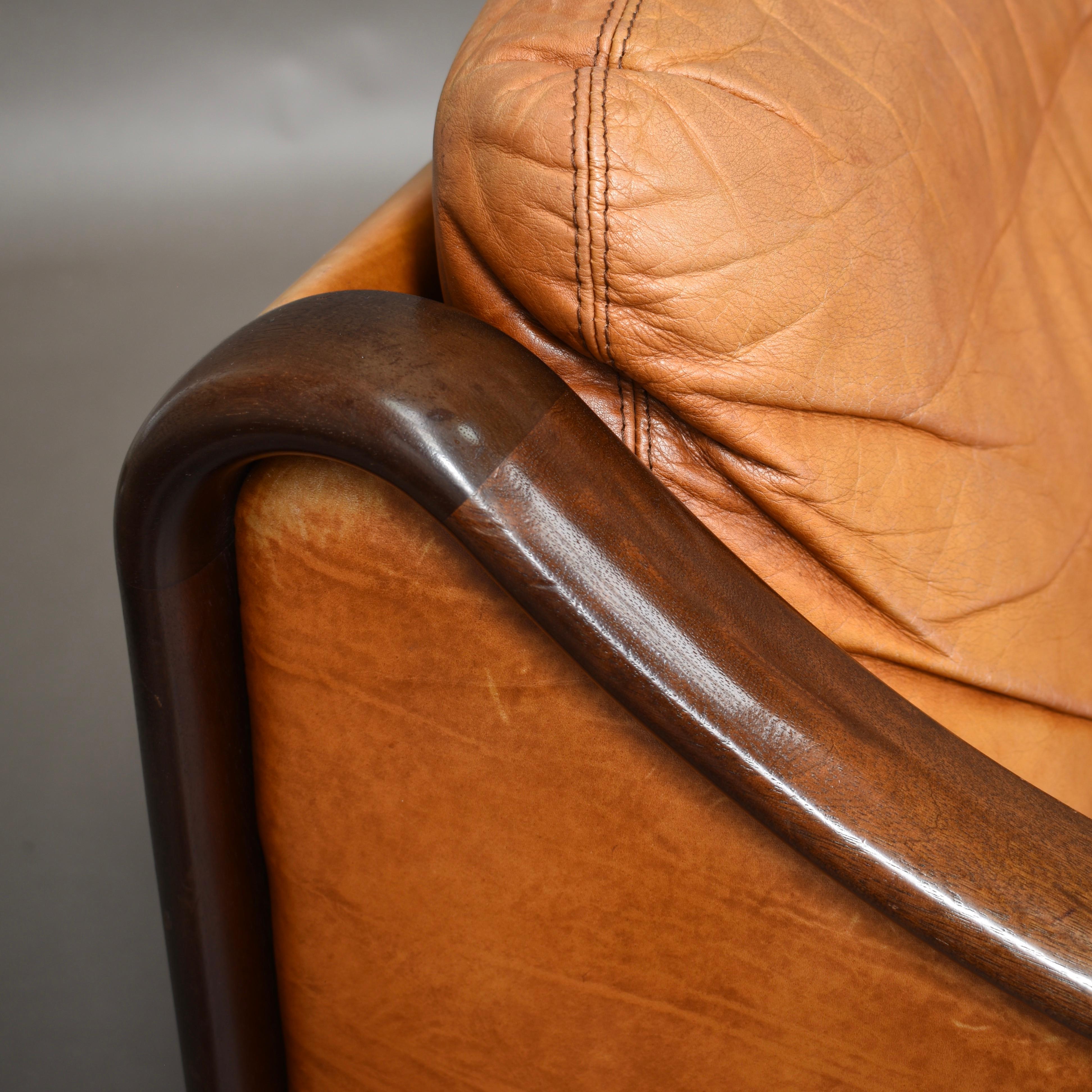 Italian Lounge Chairs in Tan Leather, Italy, circa 1950 5