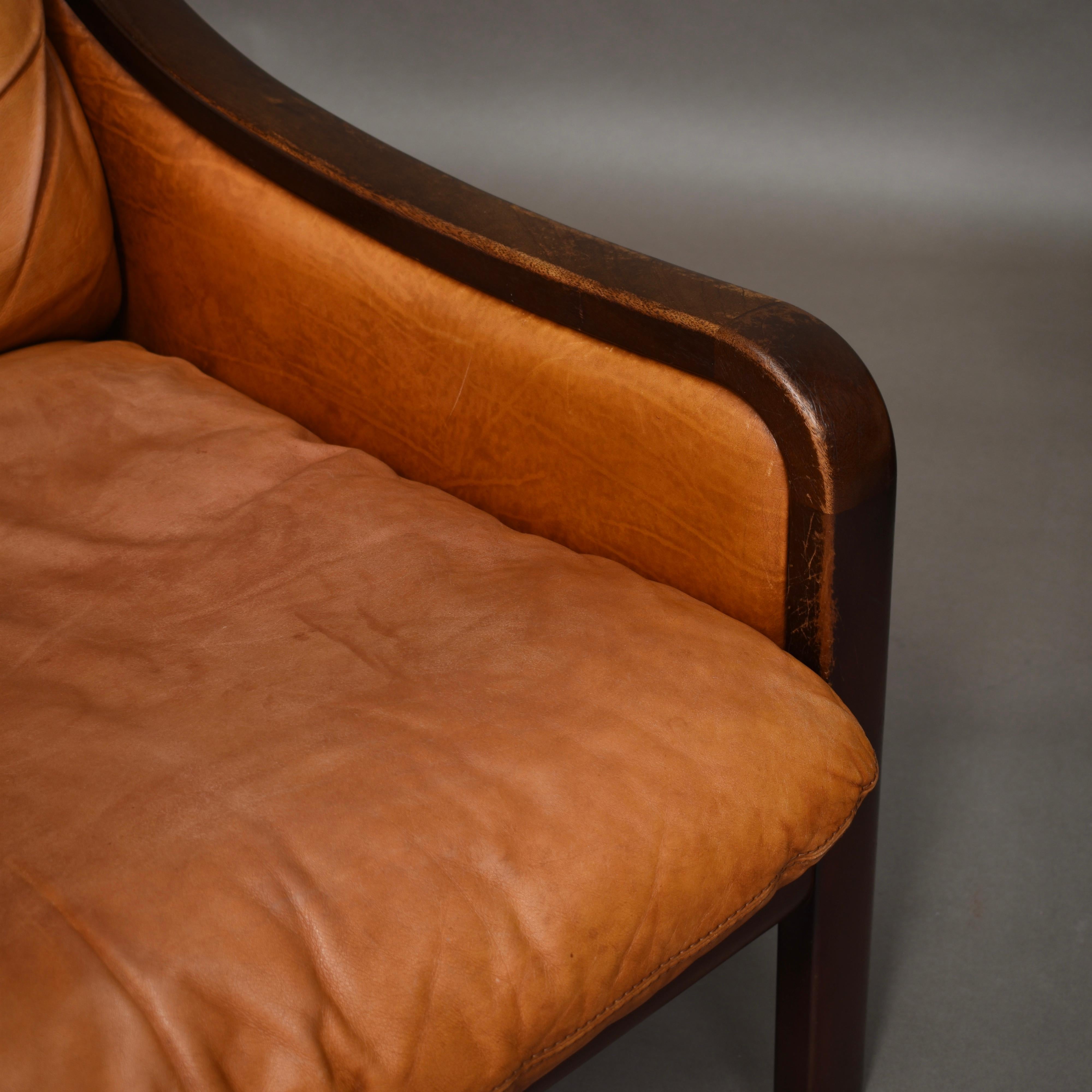 Italian Lounge Chairs in Tan Leather, Italy, circa 1950 8