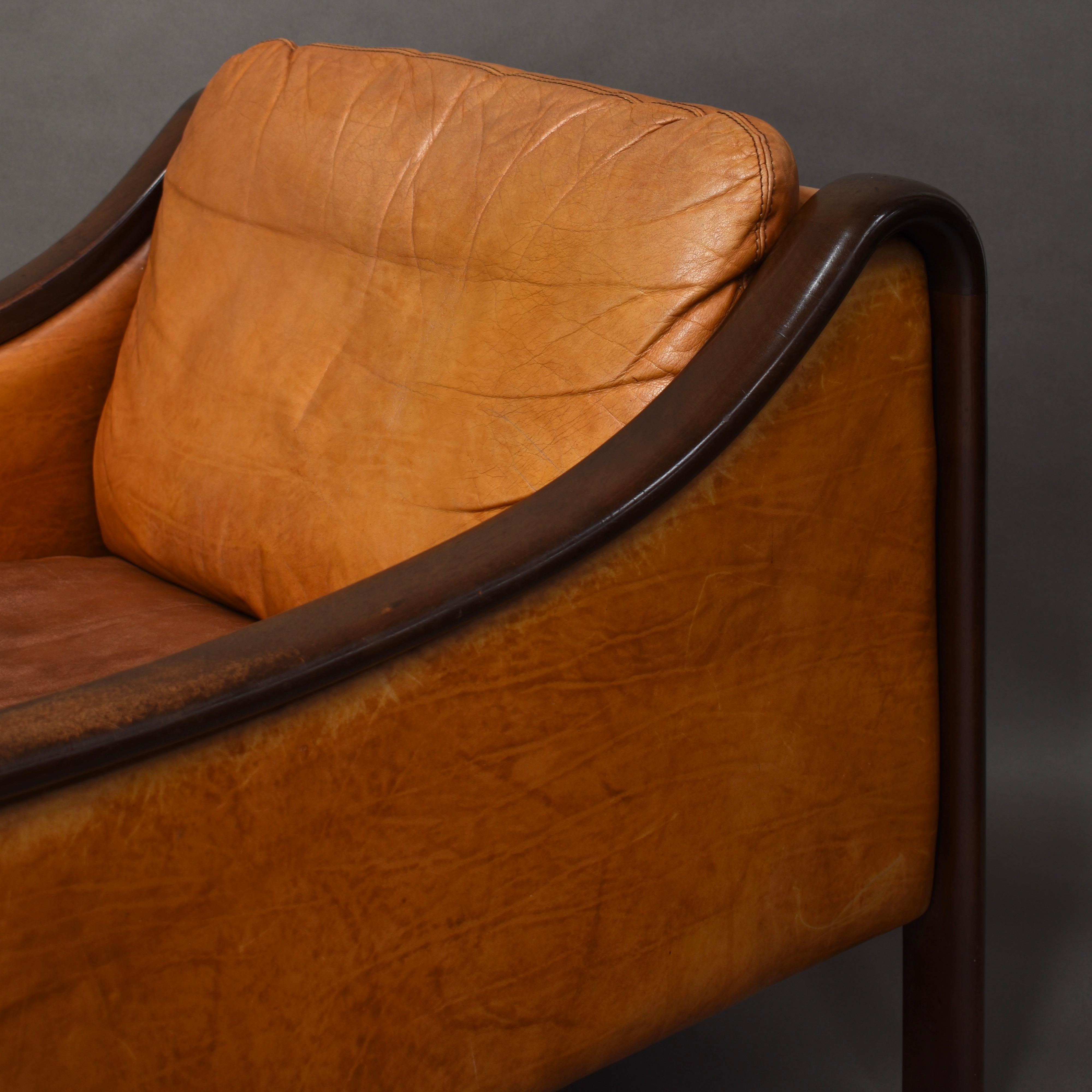 Italian Lounge Chairs in Tan Leather, Italy, circa 1950 10