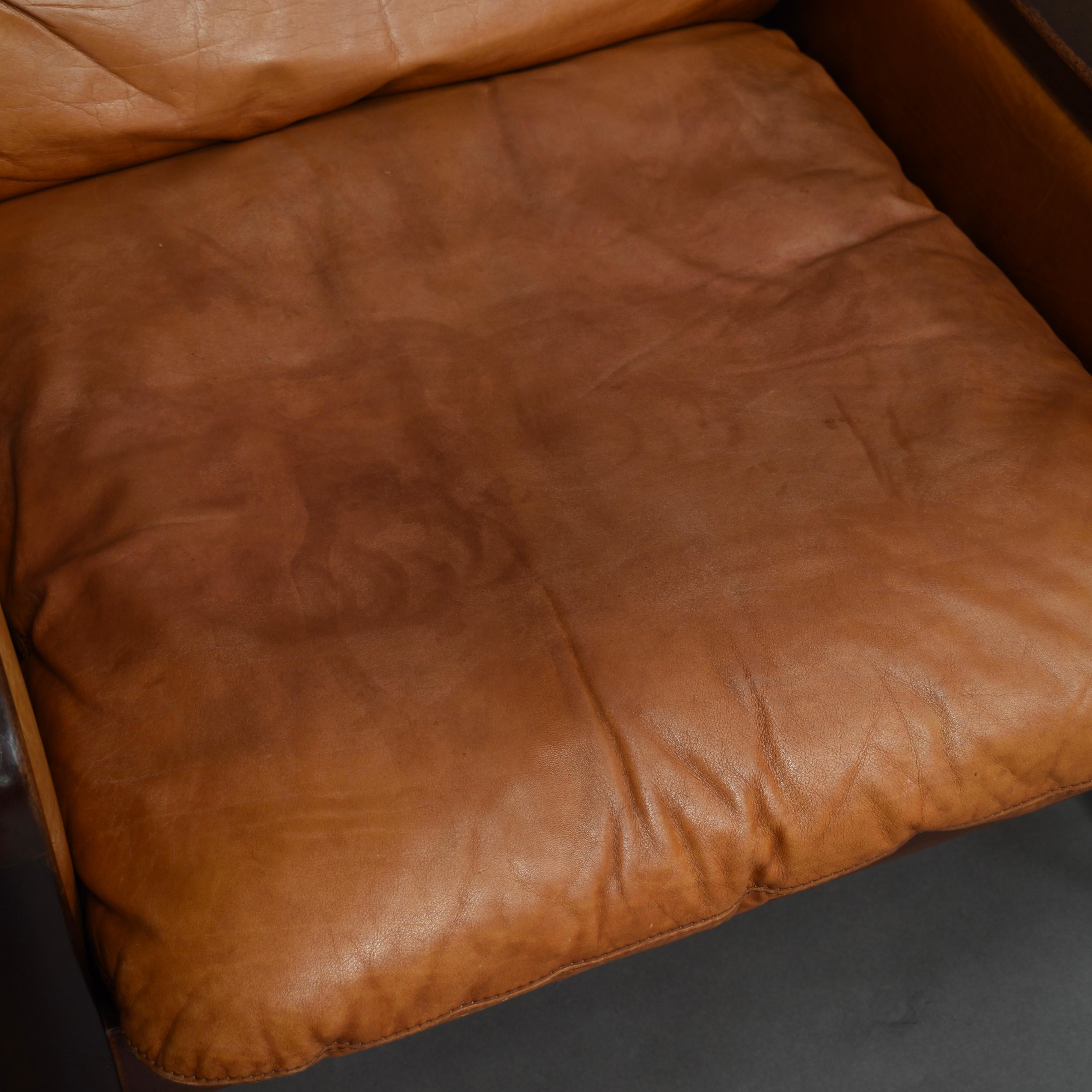 Italian Lounge Chairs in Tan Leather, Italy, circa 1950 3