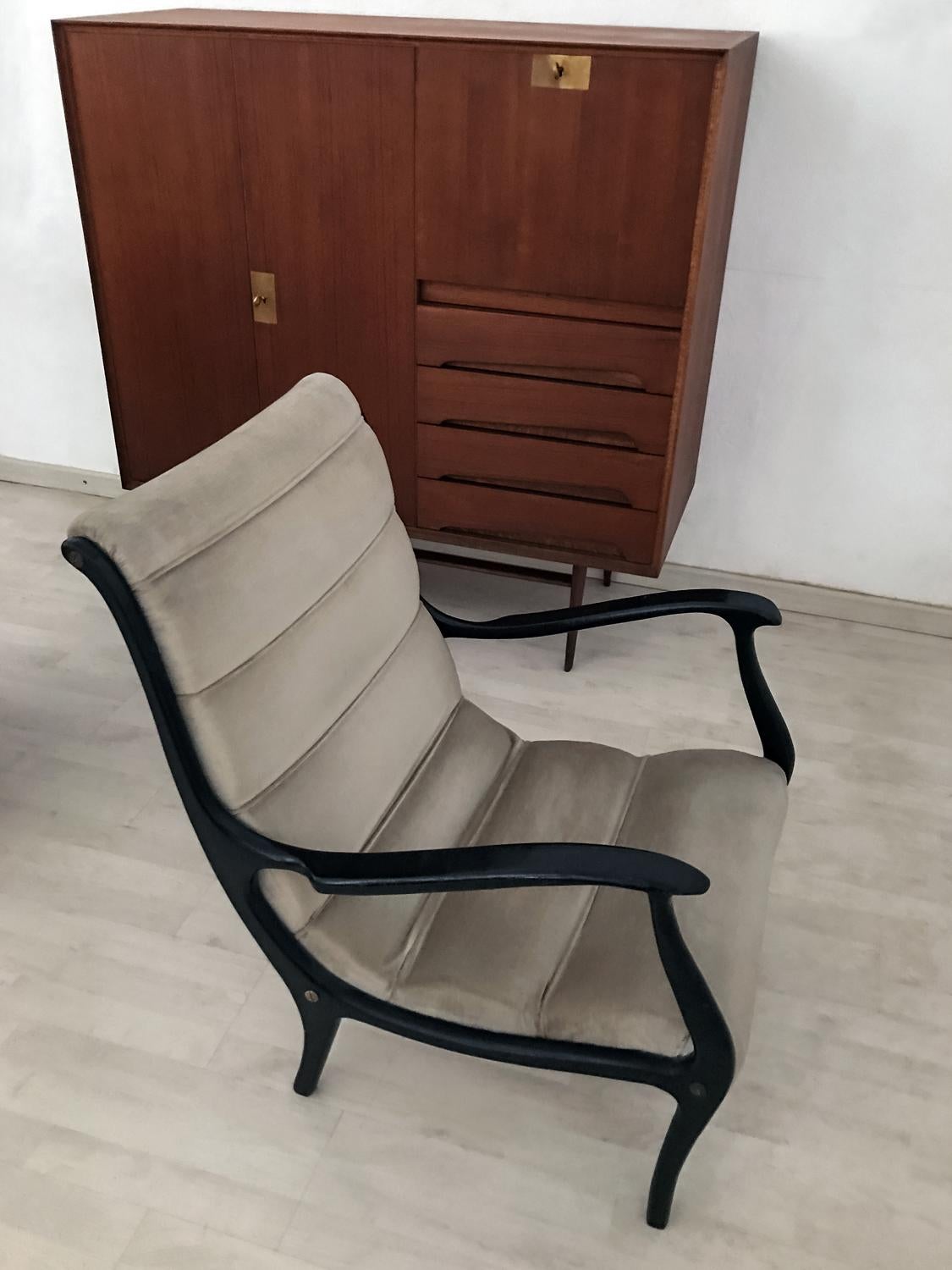Italian Lounge Chairs in Velvet by Ezio Longhi for Elam, 1950s, Set of 2 5