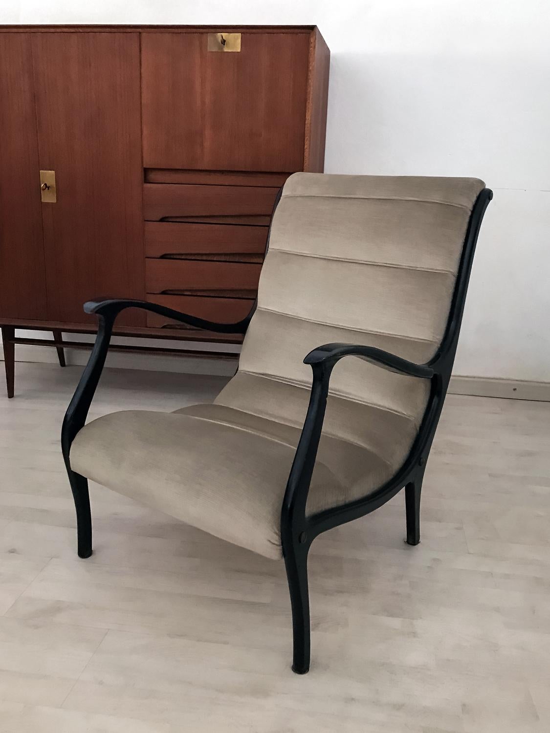 Italian Lounge Chairs in Velvet by Ezio Longhi for Elam, 1950s, Set of 2 6