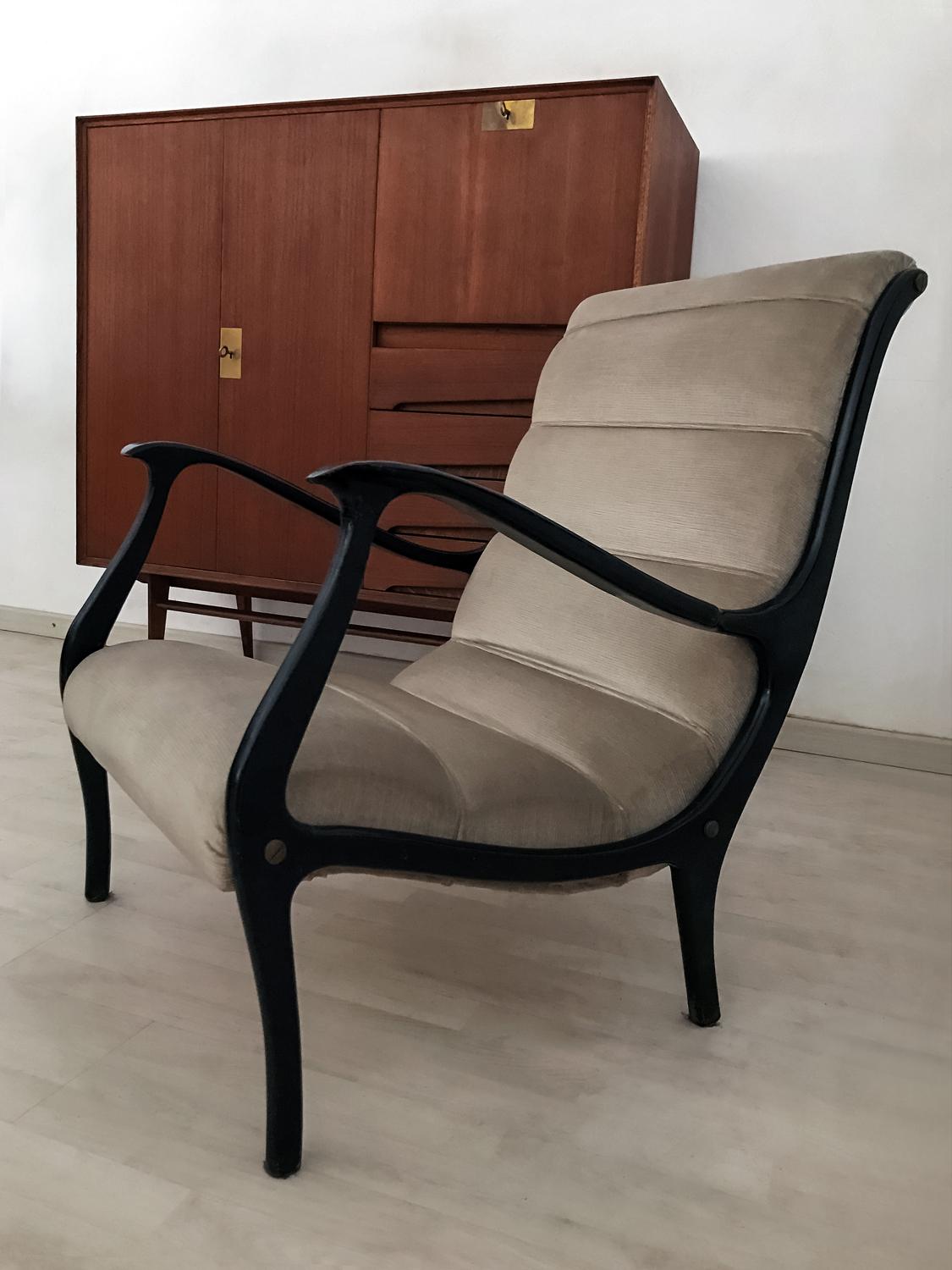 Italian Lounge Chairs in Velvet by Ezio Longhi for Elam, 1950s, Set of 2 7