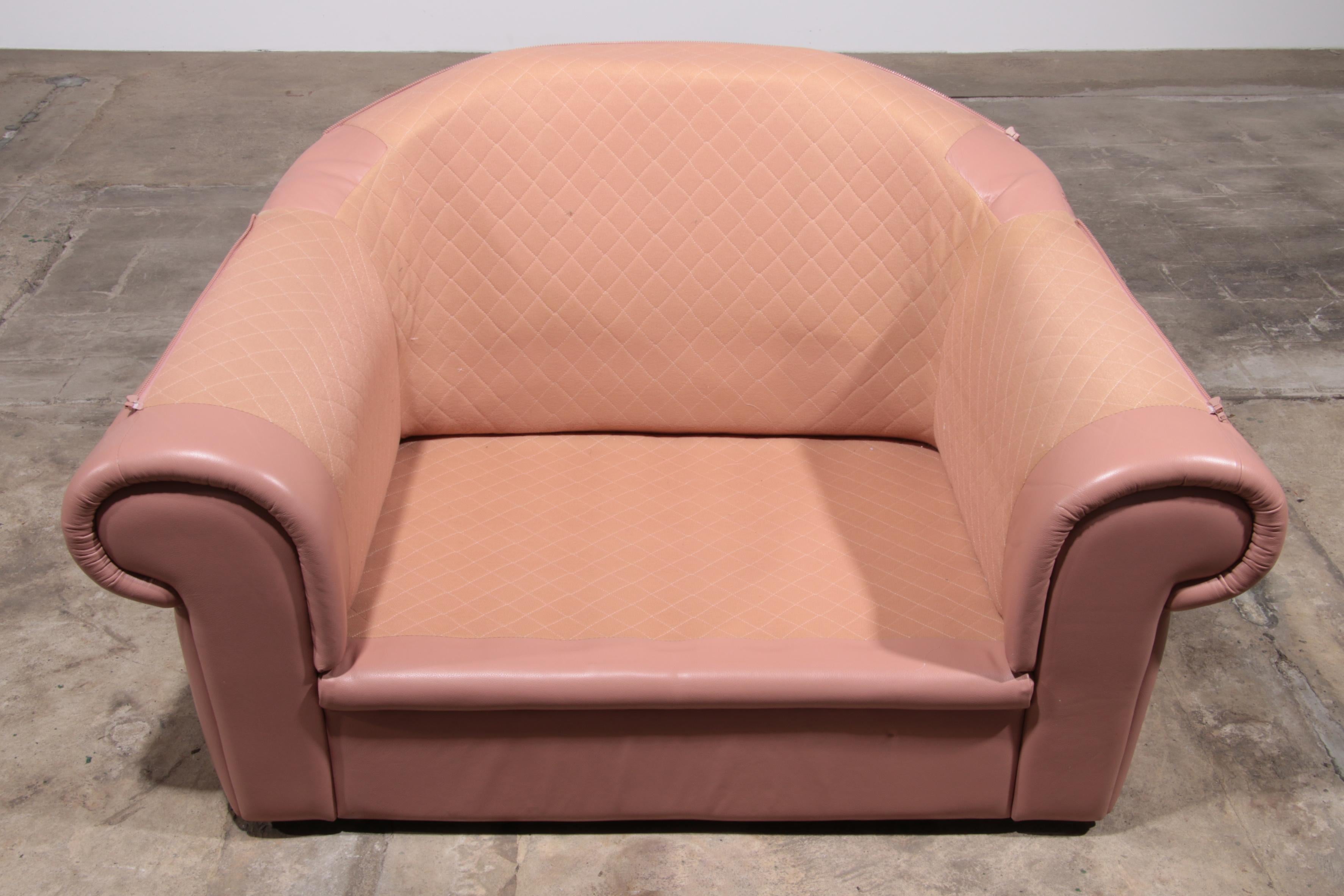 Italienisches Lounge-Set - 4 Pieces aus rosa Leder (1970er Jahre) im Angebot 12