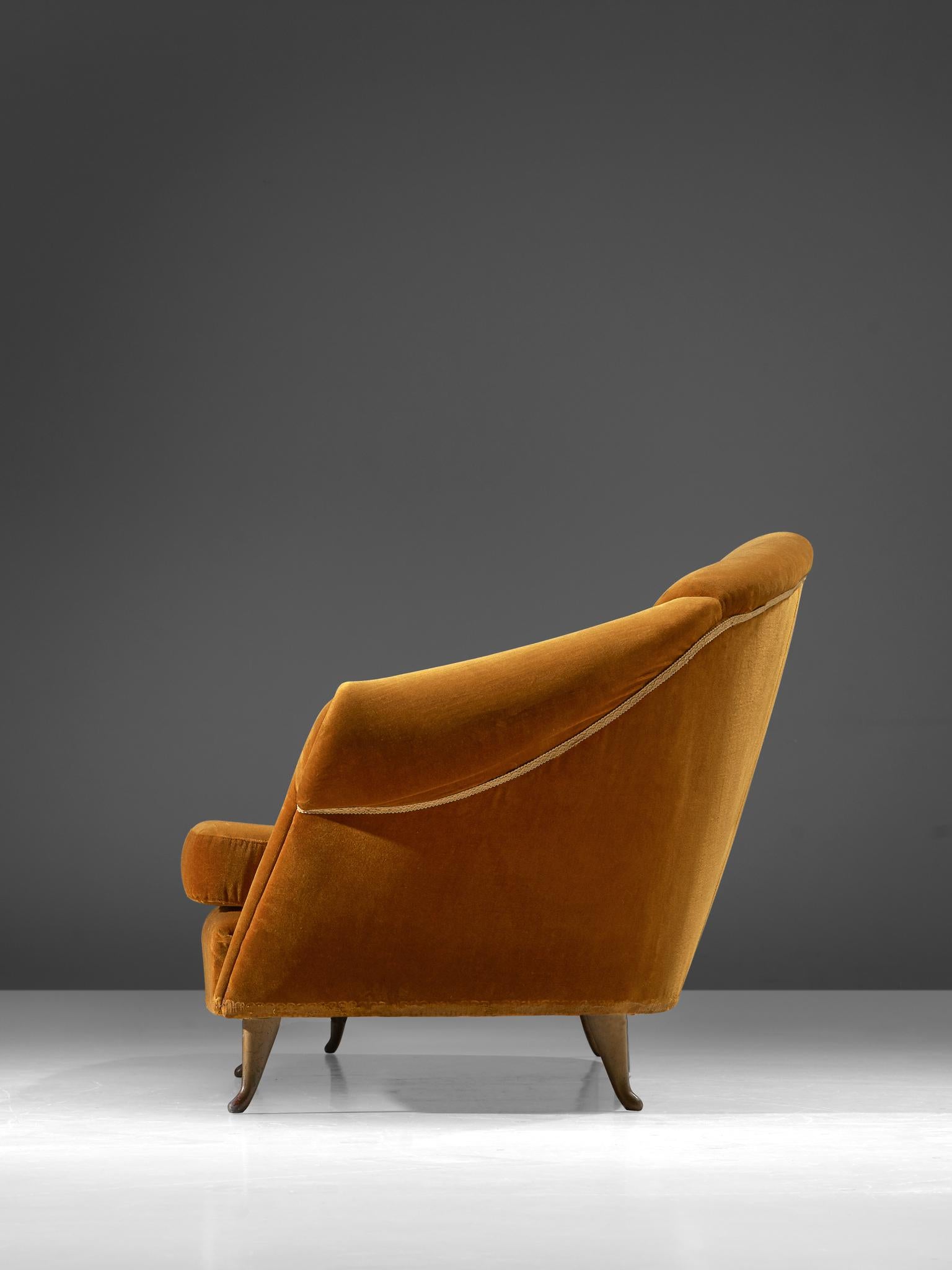 Italian Lounge Set in Bronze Orange Velvet 2